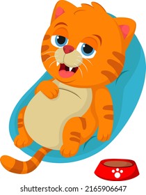 Cute Cat Full Belly Stock Vector (Royalty Free) 2165906647 | Shutterstock