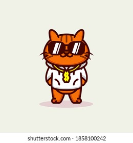 Cute cat in funky hip hop costume and accessories