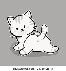 cute cat funny cartoon icon illustration