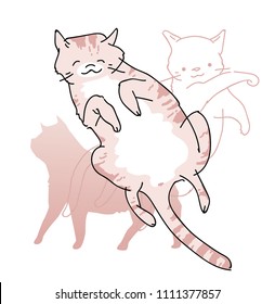 Cute cat in funny cartoon style. Vector illustration. Cartoon cat drawing. Cat sketch.