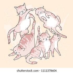 Cute cat in funny cartoon style. Vector illustration. Cartoon cat drawing. Cat sketch.