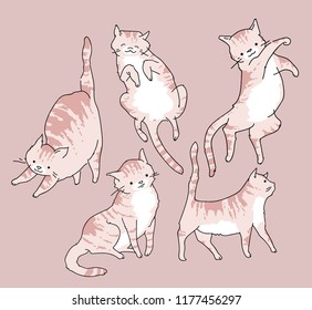 Cute cat in funny cartoon style. Vector illustration. Cartoon cat drawing. Cat sketch.