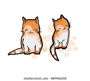 Cute cat in funny cartoon style. Vector illustration isolated on white background.