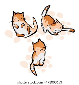 Cute cat in funny cartoon style. Vector illustration isolated on white background.