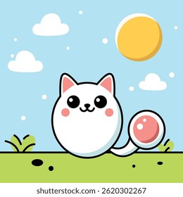 Cute Cat With Funny Day Background