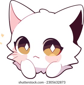 cute cat funnyface cartoon white
