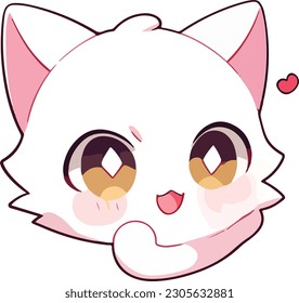 cute cat funnyface cartoon white
