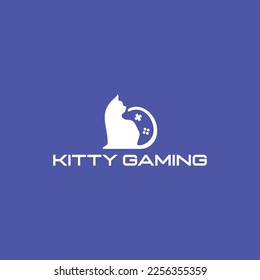 Cute cat gaming logo icon