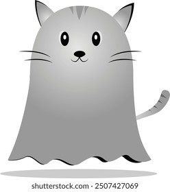 Cute cat ghost in halloween celebration