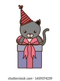 cute cat with gift box