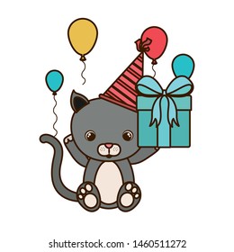 cute cat with gift box