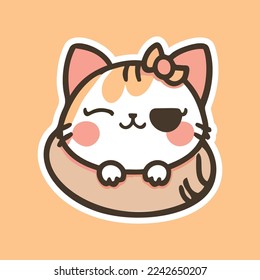 Cute Cat Girl, Adorable Vector Baby Cat Illustration, kawaii, soft and very feminine, Clean Node In shape Vector For High Quality Design, for any type of print you want,stickers,T-shirt,and Much More