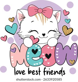 cute cat girl love design shirt