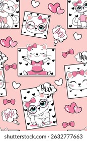 cute cat girl patterns design