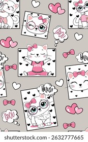 cute cat girl patterns design