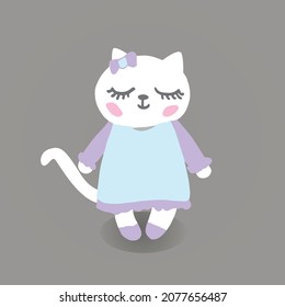 cute cat girl vector illustration 