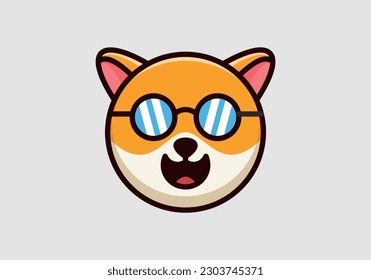 lindo gato con el logotipo de gafas monograma abstracto plantilla vectorial