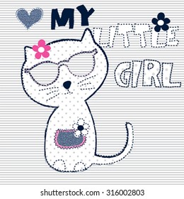 cute cat with glasses vector illustration