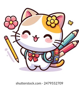 cute cat go to school
