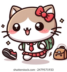 cute cat go to school