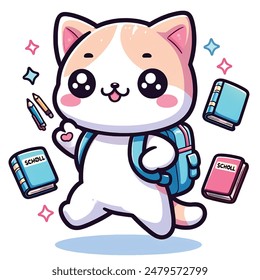 cute cat go to school