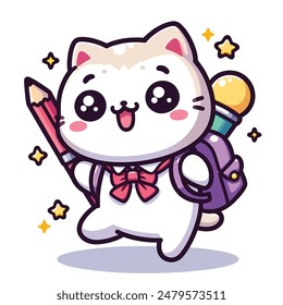 lindo gato ir a la escuela