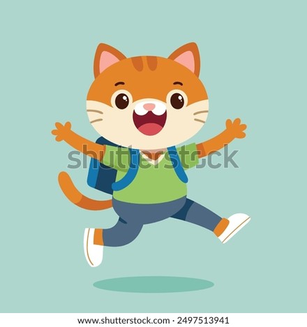 cute cat goes to school happy face back to school 
