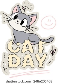 Cute Cat Graphic, Illustrated Artwork 
