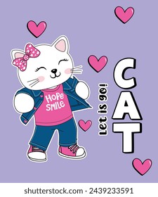cute cat graphic tees for girl