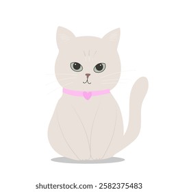 Cute cat, green eyes, vector illustration