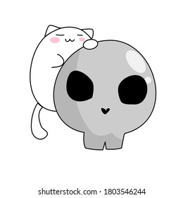 Cute cat with grey skull