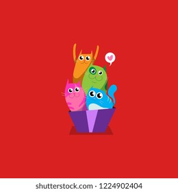Cute Cat Group Love