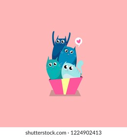 Cute Cat Group Love