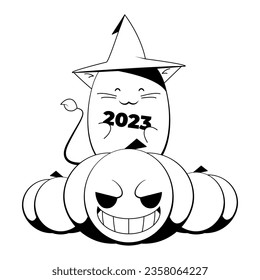 cute cat for halloween holiday holds 2023