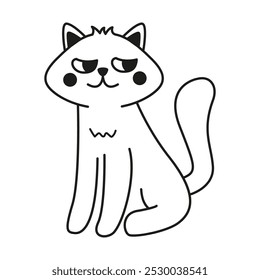 Cute cat. Halloween cat. Outline vector illustration.Doodle sketch icon. Isolated on white background.