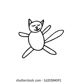 Cute cat hand drawn in doodle style. element for design postcard