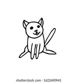 Cute cat hand drawn in doodle style. element for design postcard