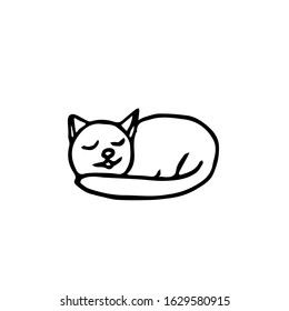 Cute cat hand drawn in doodle style. element for design postcard