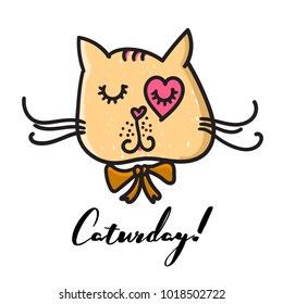Cute Cat in hand drawn style. Children vector doodle illustration.