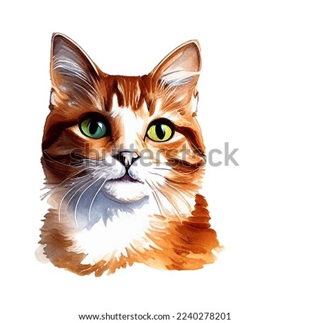 cute cat hand drawn with style watercolor