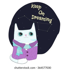 Cute cat. Hand drawn vector.