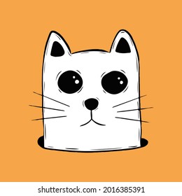 Cute cat. Hand-drawn fluffy cat. Vector illustration isolated.