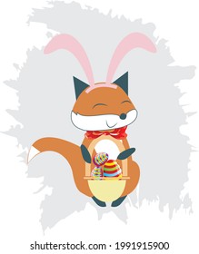 Cute cat for happy easter day illustration