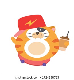 Cute cat happy time character vector template design illustration