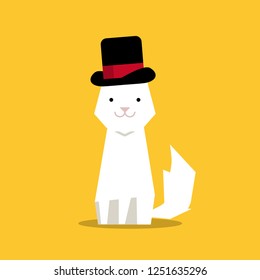 Cute Cat with Hat Vector Illustration