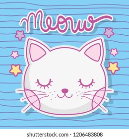 cute cat head animal with stars