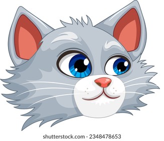 Cute cat head cartoon isolated illustration