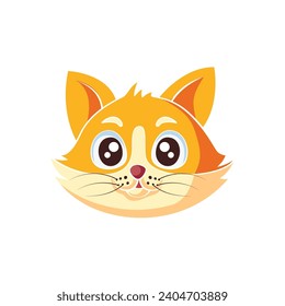 Cute Cat Head cartoon, lineless vector illustration