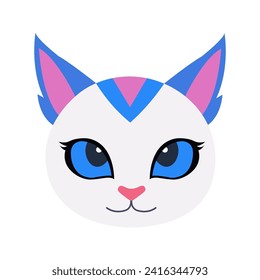 Cute Cat Head Cartoon Vector Illustration. Cat face avatar illustration design