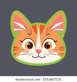 Cute cat head design, playful portrait.